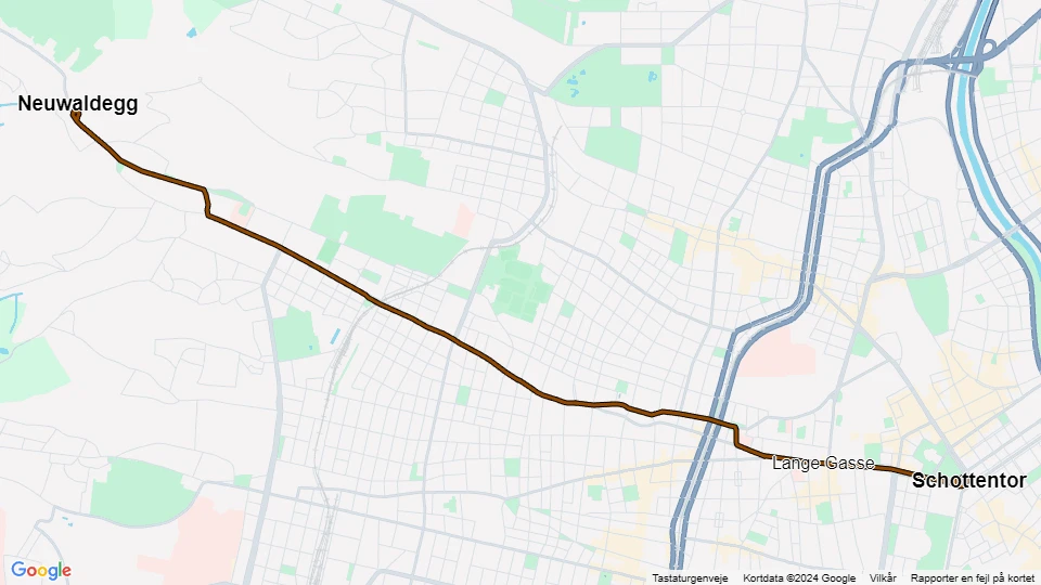 Wien sporvognslinje 43: Schottentor - Neuwaldegg linjekort