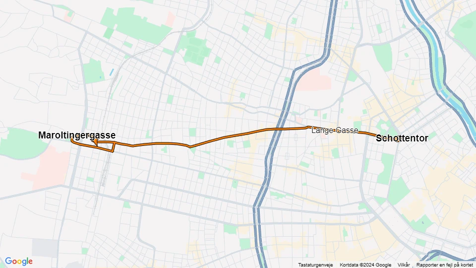 Wien sporvognslinje 44: Schottentor - Maroltingergasse linjekort
