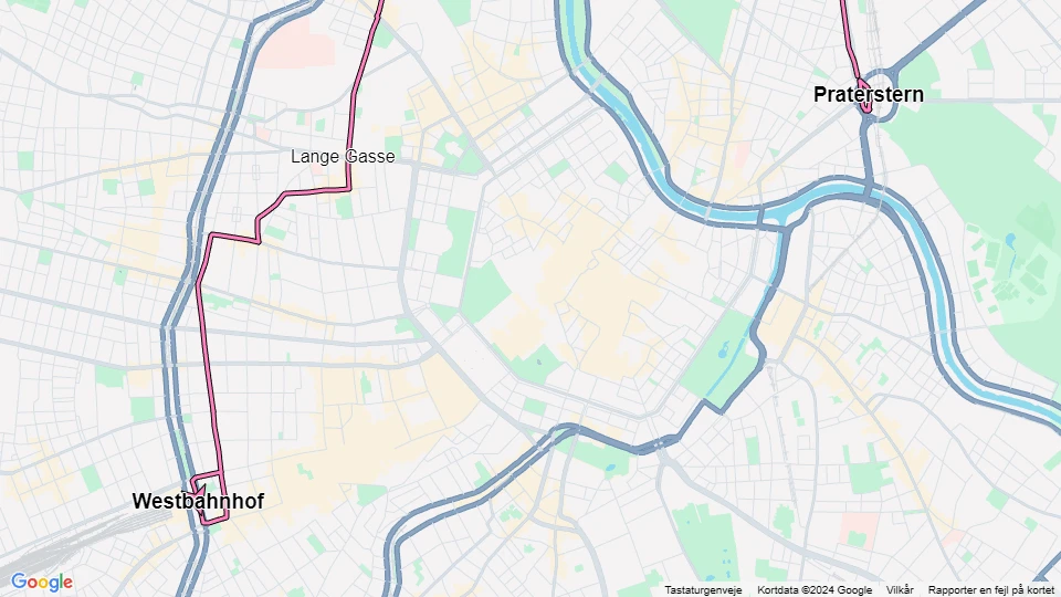 Wien sporvognslinje 5: Praterstern - Westbahnhof linjekort