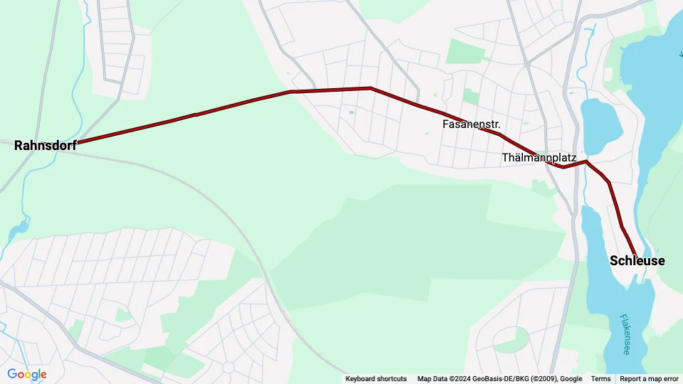 Woltersdorf sporvognslinje 87: Rahnsdorf - Schleuse linjekort