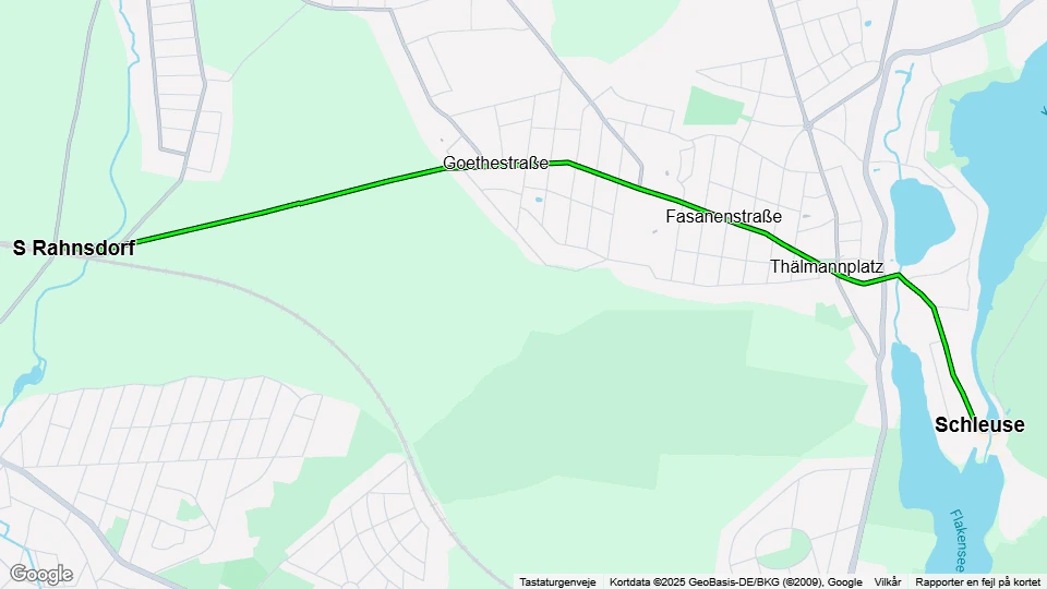 Woltersdorf Tramtouren: S Rahnsdorf - Schleuse linjekort