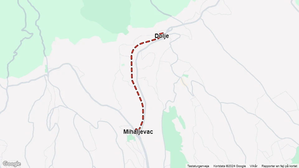 Zagreb sporvognslinje 15: Mihaljevac - Dolje linjekort