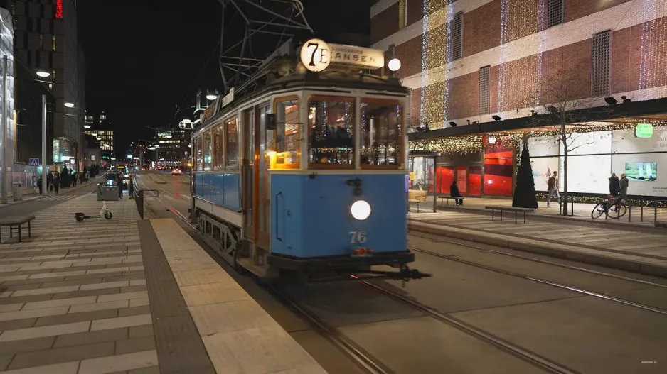 Sverige, Stockholm, arv sporvogn 7e nat tur fra T-Centralen til Gröna Lund